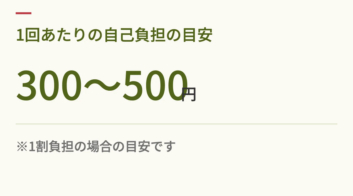 訪問マッサージの1回あたりの自己負担の目安は465円から。1割負担の場合